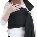 Vlokup Ring Sling Baby Carrier, Soft Cotton Baby Sling Carrier Newborn to Toddler, Baby Wrap Carrier for Plus Size Parents, Perfect Shower Gift, Black