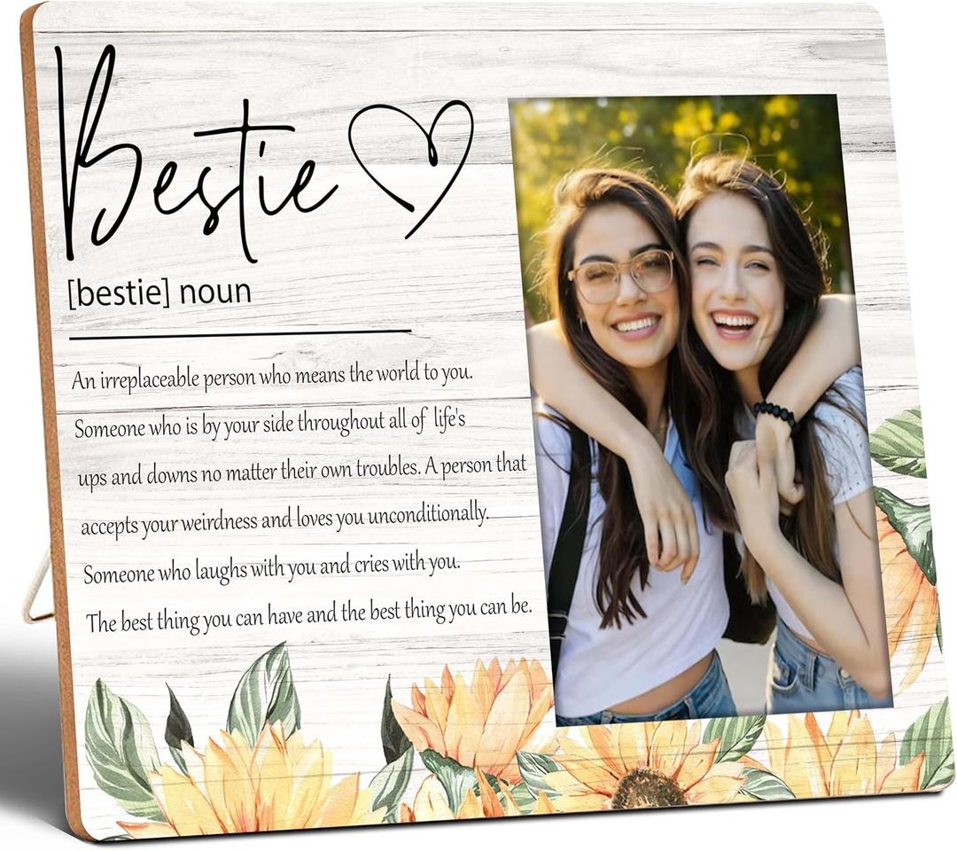 Bestie Picture Frame 4"x6" Gifts for Bestie,Best Friend,BFF, Wall Mount&Table Top,Favors for Birthday, Xmas, Easter, Back-to-school Season, Graduation, 'Just Because',Christmas Gifts