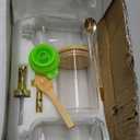 Coffee Bar Accessories, Coffee Syrup Dispenser-2 Pcs16.9 oz, Syrup Pump Dispenser for Coffee Bar, with Glass Bamboo Lid Jar with Spoon, Gold Pump Syrup Dispenser with Labels