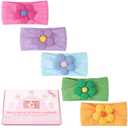 CLLOT 5 Pcs Baby Flower Headbands Baby Girls Nylon Headbands Soft Hairbands Hair Accessories for Newborn Infant Toddler Kids(Spring Summer Vibe) (Yellow+Green+Sky Blue+Purple+Hotpink)