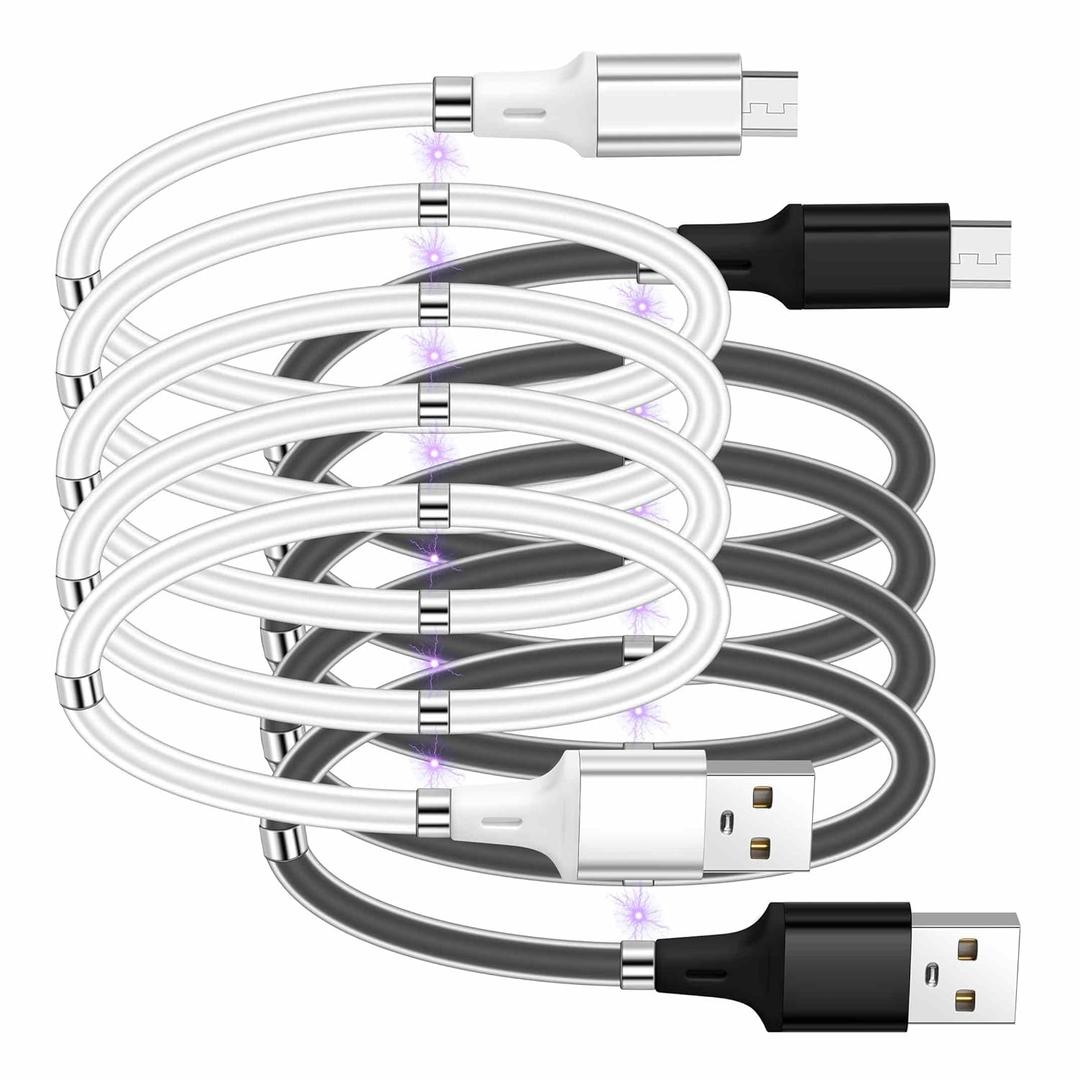 2Pack Upgraded Micro USB 2.0 Magnetic Charging Cable, 3FT Android Charger Cable Data Transfer Cable for All Micro USB Devices