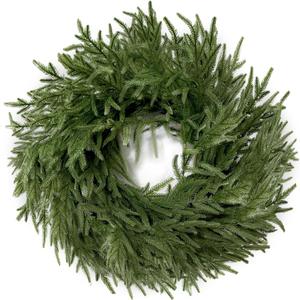 24 Inch Real Touch Norfolk Pine Wreath Christmas Wreaths for Front Door, Large Artificial Christmas Wreath Outdoor Greenery Wreaths for Wall Window Porch Farmhouse Indoor Outdoor Home Holiday Decor