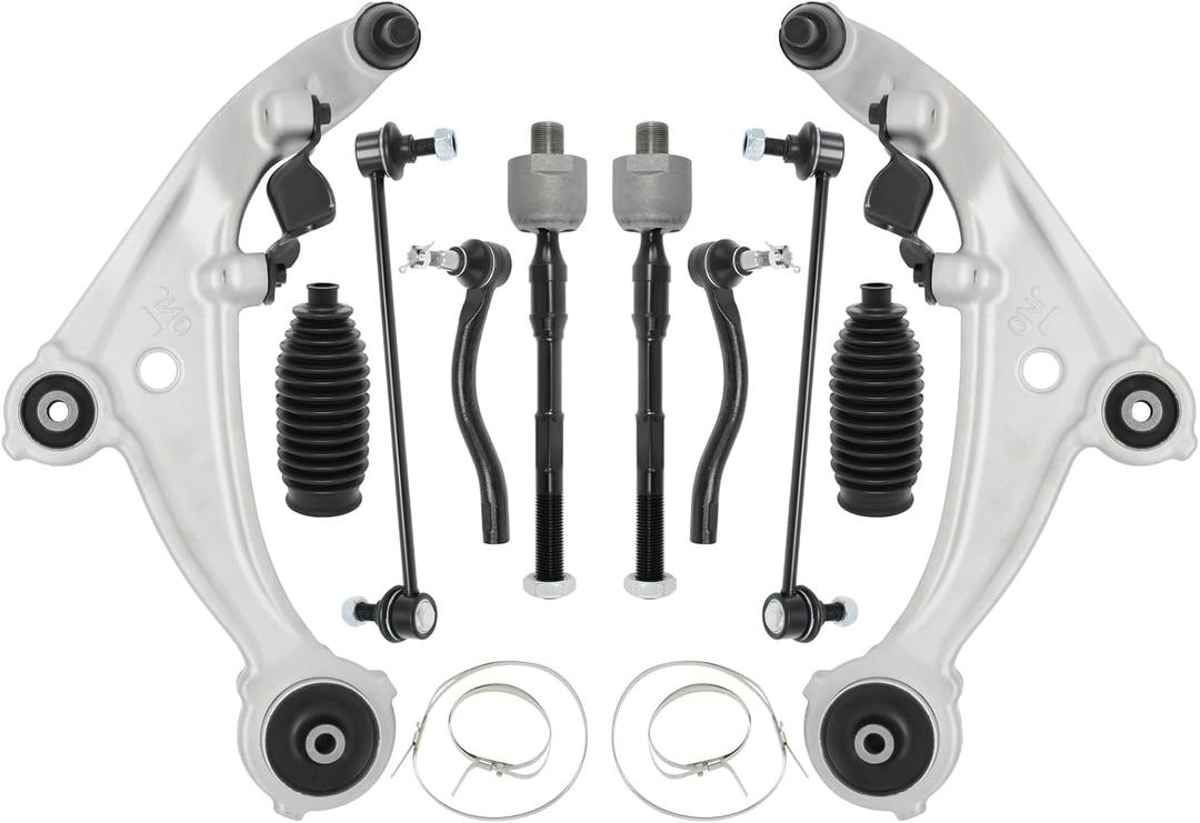 10pcs Front Lower Control Arms Suspension Kit w/Ball Joints, Tie Rods, Sway Bars Compatible with 2007-2013 Nissan Altima