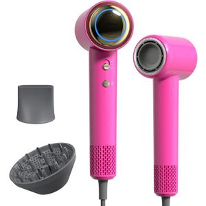 Tideway Hair Dryer Professional High-Speed Ionic Blow Dryer 110,000 RPM, Compact Hair Dryer with Magnetic Diffuser, Fast Drying with Brushless Motor Low Noise Smart Temperature Control-H11 (PINK)