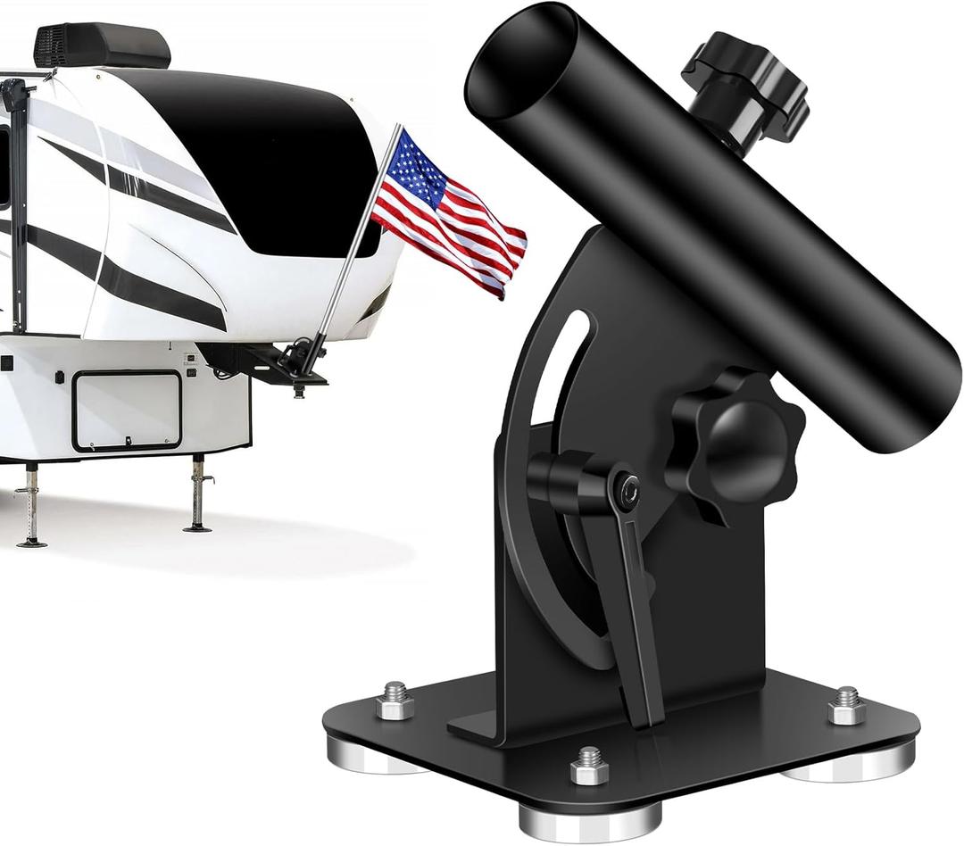 Magnetic Flag Pole Holder for 5th Wheel RV Hitch  Heavy-Duty Magnetic RV Flag Pole Mount for Fifth Wheel, No-Drill Installation, 90 Adjustable Angle, Perfect for Camper and Trailer
