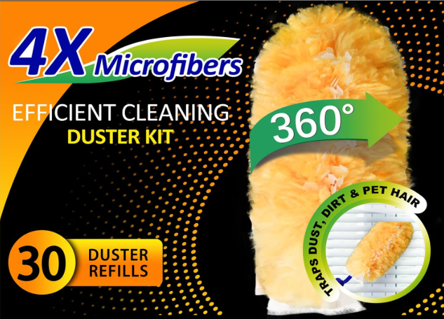 30 Count Heavy Duty Duster Refills for Swiffer, Multisurface 360° Larger Size Dusters with 4X Microfibers, Unscented Disposable Dusters for Cleaning Home, Blinds, Fans, Corners (Only Duster