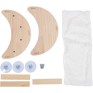 Pet Hammock Bed, Multifunctional Pine Wood Comfortable Window Mounted Pet Perch Swing Shaped Design Cat Window Bed with Strong Suction Cup for Cats Kitten