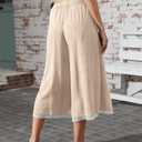 TARSE Women's Linen Capri Pants Wide Leg Flowy Culottes Summer Casual Lightweight Elastic Waist Drawstring with Pockets XL