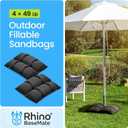 Rhino BaseMate Umbrella Base Weights 4-Pack Fillable Sand Bags for Umbrella Base & Patio Stand | Durable Weatherproof Sandbag Weights for Outdoor Umbrellas, Arched Design, Holds Up to 49 lbs Each