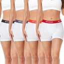wirarpa Women's Cotton Boxer Briefs Underwear Boy Shorts 3" Inseam 4 Pack (Large, White)