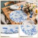 6 Sets Chinoiserie Blue Floral Round Woven Placemats 15 Inch Boho Blue and White Table Place Mats Non-Slip Heat Resistant Braided Placemats for Birthday Wedding Bridal Tea Party Decor