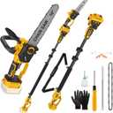 2-IN-1 Cordless Pole Saw & Chainsaw for De-Walt 20V Battery (NO Battery)
10 Inch Mini Chainsaw with Extension Pole, Brushless, Auto Oiling, for Tree Trimmer & Branch Cutter