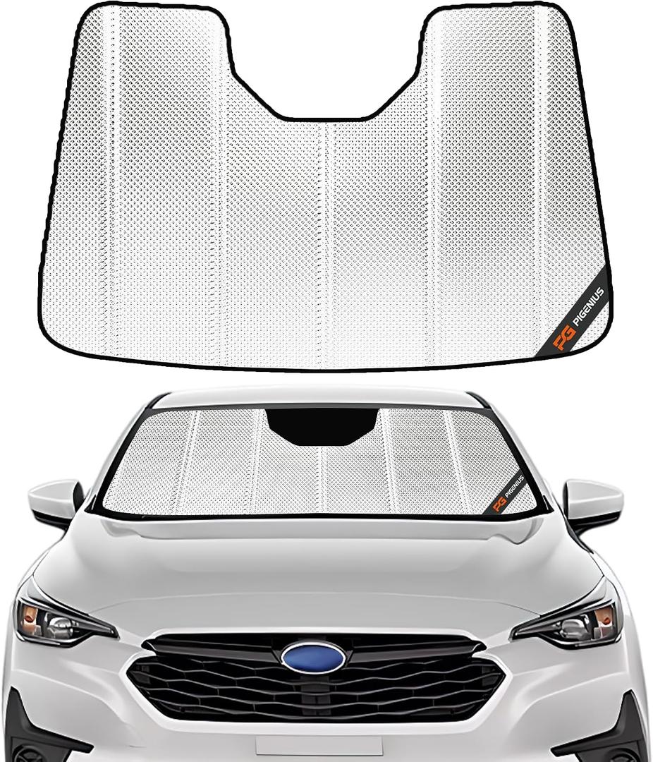 Pigenius Windshield Sun Shade for Subaru Crosstrek 2024-2025; Subaru Impreza 2024-2025. Reflective Aluminum Film Front Window Sunshade - BLAZBLOCK