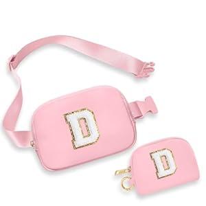 YOOLIFE Gifts for Girls Teen Kids - Birthday Gifts for 3 4 5 6 7 8 9 10 11 12 13 Year Old Girls, Initial Fanny Pack Belt Bag Purse for Girls Teen Daughter Sister, Pink D