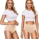 OLIKEME Cotton Underwear High Waisted Panties Full Coverage Underpants Soft Strech Ladies Briefs for Women Multi Pack (XL)