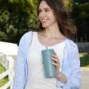 COKTIK 24oz Insulated Tumbler with Lid and Straw Iced Coffee Cup Reusable Stainless Steel Travel Mug Water Bottle Cupholder Friendly for Women Men Her Him (Bay Leaf)