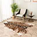 Sika Deer Print Area Rug, Faux Cowhide Hide Rug Faux Fur Animals Mat Carpet for Home, Livingroom (5.5ft x 4.75ft)