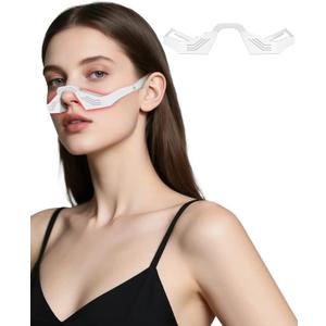 Red Light Therapy for Eyes, Under Eye Red Light Therapy Device, 3D Contour Microcurrent Eye Massager for Dark Circles, Puffiness and Fine Lines, Rechargeable Eye Treatment Glasses
