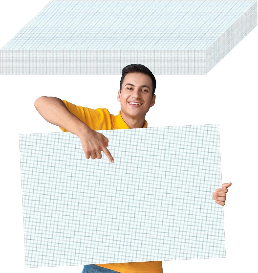 gisgfim 50 Sheets Large Graph Paper 24 X 36 in Graph Paper Pad 1/4 in Ruled Large Grid Paper Sheet Blueprint Paper Engineering Paper Poster for Architect Designer Mathematician Draftsman(White Blue)