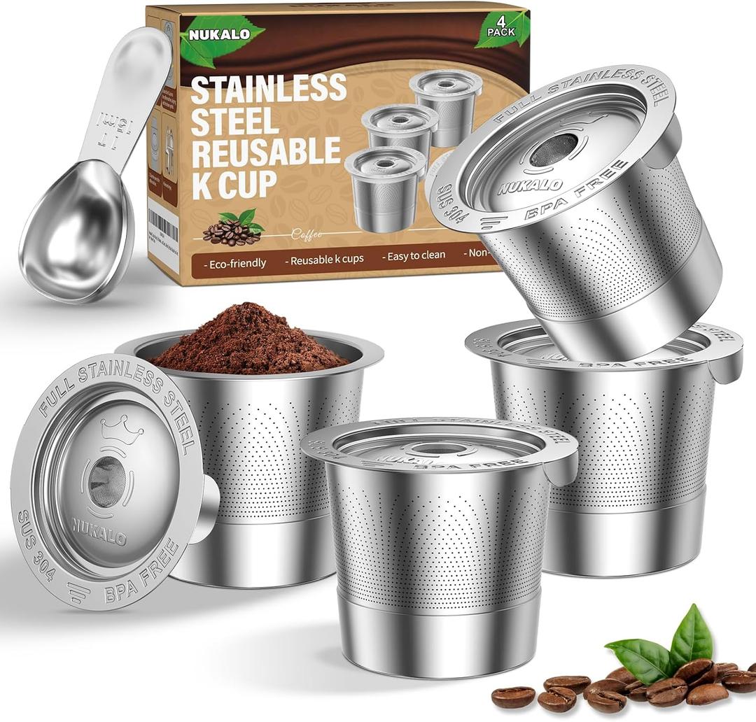 4-Pack Reusable K Cups for Keurig: Stainless Steel Reusable Coffee Pods for Keurig 1.0 - Eco-Friendly & Cost-Saving Coffee Filters for Daily Brewing - Easy to Fill & Clean