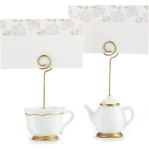 Kate Aspen, Place Card Holders, Tea Time Whimsy, Teapot and Teacup, Place Cards Included, Set of 6,Pink