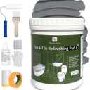 Grey Ceramic tub and tile Paint Refinishing Kit Bathtub Bathroom wall Paint, Easy of Usecountertop sink Paint Resurfacing Sink Tub waterproof Kitchen Countertop, Low Odor No Toxic(Grey/25-30sq.ft) (16Oz /1 Lb /0.5 Kg - 1PACK with 7 Tools)