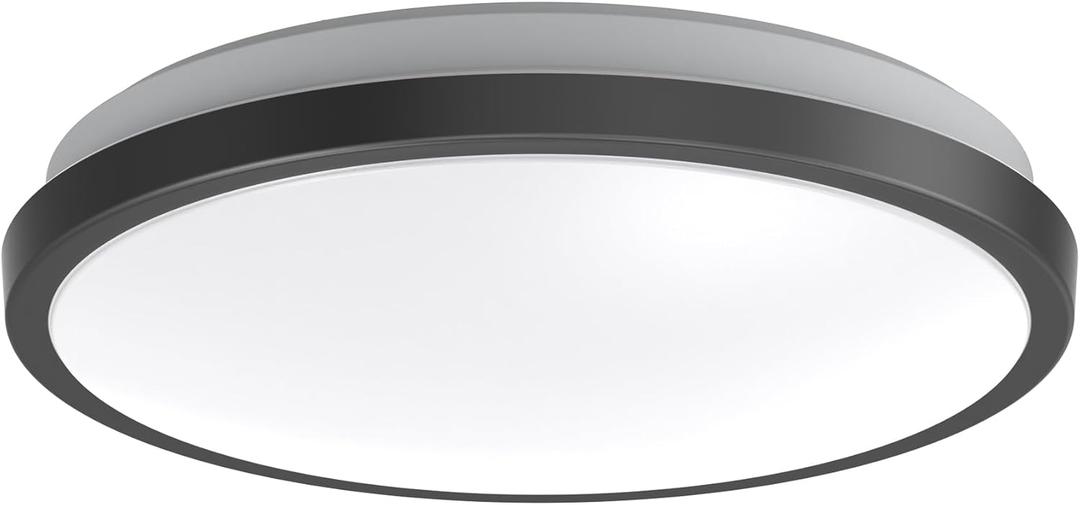 DYMOND 10" Matte Black LED Ceiling Light Flush Mount Lighting Fixture Dimmable Daylight for Bathroom Kitchen Laundry Room Closet (4000K Natural Daylight, Matte Black)