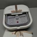 Collapsible Foot Bath Spa with heat and Massage Rollers, Foldable Foot Soak Tub with Bubbles Jets and LED light, Pedicure Foot Spa Massager with Foot Scrubber for Home Use (White)