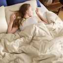 EMME Muslin Cotton Duvet Cover Set Light Tan Queen Size Linen Like Soft Breathable Lightweight Summer Comforter Cover Set with Zipper Closure (Light Tan, Queen, 90"x90")