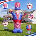 14FT Giant 4th of July Inflatable Uncle Sam Decoration with Built-in LED Lights, Patriotic Outdoor Yard Decoration with Dual Blowers, Stakes, Ropes & Sandbags for Independence Day Lawn Garden Decor