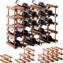 Juexica 2 Pcs 12 Bottles Wooden Wine Rack for Inside Cabinet Stackable Countertop Modular Wine Storage Rack DIY Assembly Bottle Holder for Cellar (Wooden Color)