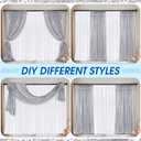 VitalCozy 4 Panels Backdrop Curtains 2 Pcs 4 x 10 ft Sequin Glitter 2 Pcs 7 x 10 ft Chiffon Photo Background Curtains for Graduation Wedding Birthday Party Decorations(White, Silver)