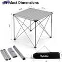 Byliable Camping Square Folding Table, Portable Aluminum Table, Titanium, 25.3" L x 25.3" W x 23.6" H