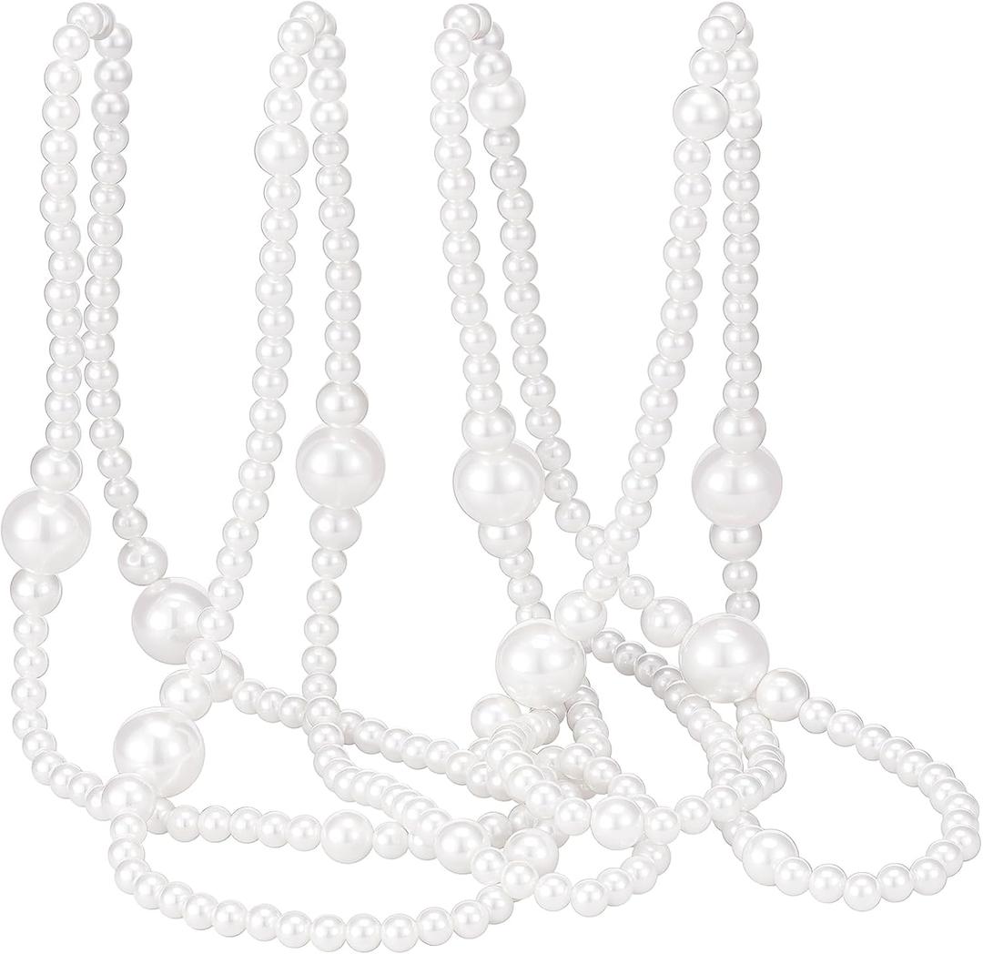 11.8 ft Christmas Faux Pearl Garland for Christmas Tree Pearl Tree Garland Beads Strands Chain Decoration for Home Mantel Fireplace Windows Stairs(White,Artificial Pearls)