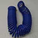 EVA Coil Garden Hose for Gardener: Retractable Self Coiling Hoses with 3/4" GHT Solid Brass Fittings - Kink Free and Flexible for Home and Garden Yard (50FT, Blue)