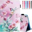 MonsDirect Case for iPad 9th Generation 10.2 inch iPad 8th 7th Generation 2021-2019, Suede Multi-Angle Stand Cover with Auto Wake/Sleep & Pen Holder & Card Slots for iPad 10.2/Pro 10.5", Hummingbird