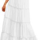 Trendy Queen Beach Vacation Clothes Maxi Skirts for Women Summer Outfits Maxi Skirt 2026 White Dress Longe Flowy Boho Dresses with Pockets M