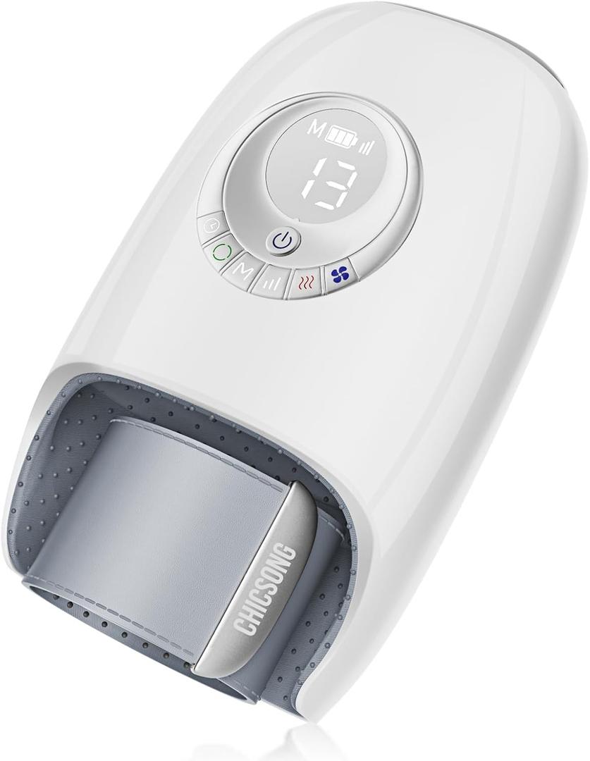 Hand Massager with Heat and Cooling, Electric Cordless Hand Massager for Relaxation, 6 Modes & Intensities, Palm Roller & Wrist Massage, Rechargeable, Ideal Gift for Women & Men (White)