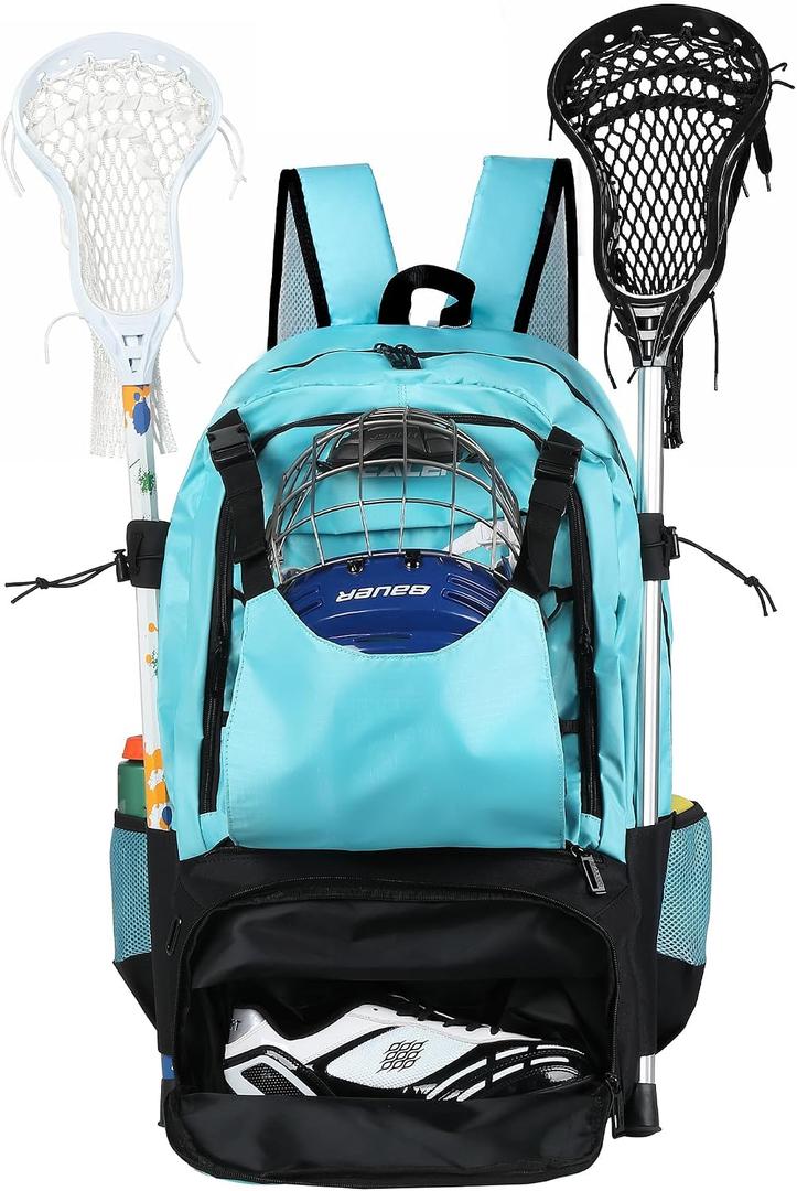 EALER ELB100 Lacrosse Bag, Turf Lacrosse Backpack Bag, XX-Large, Lake Blue