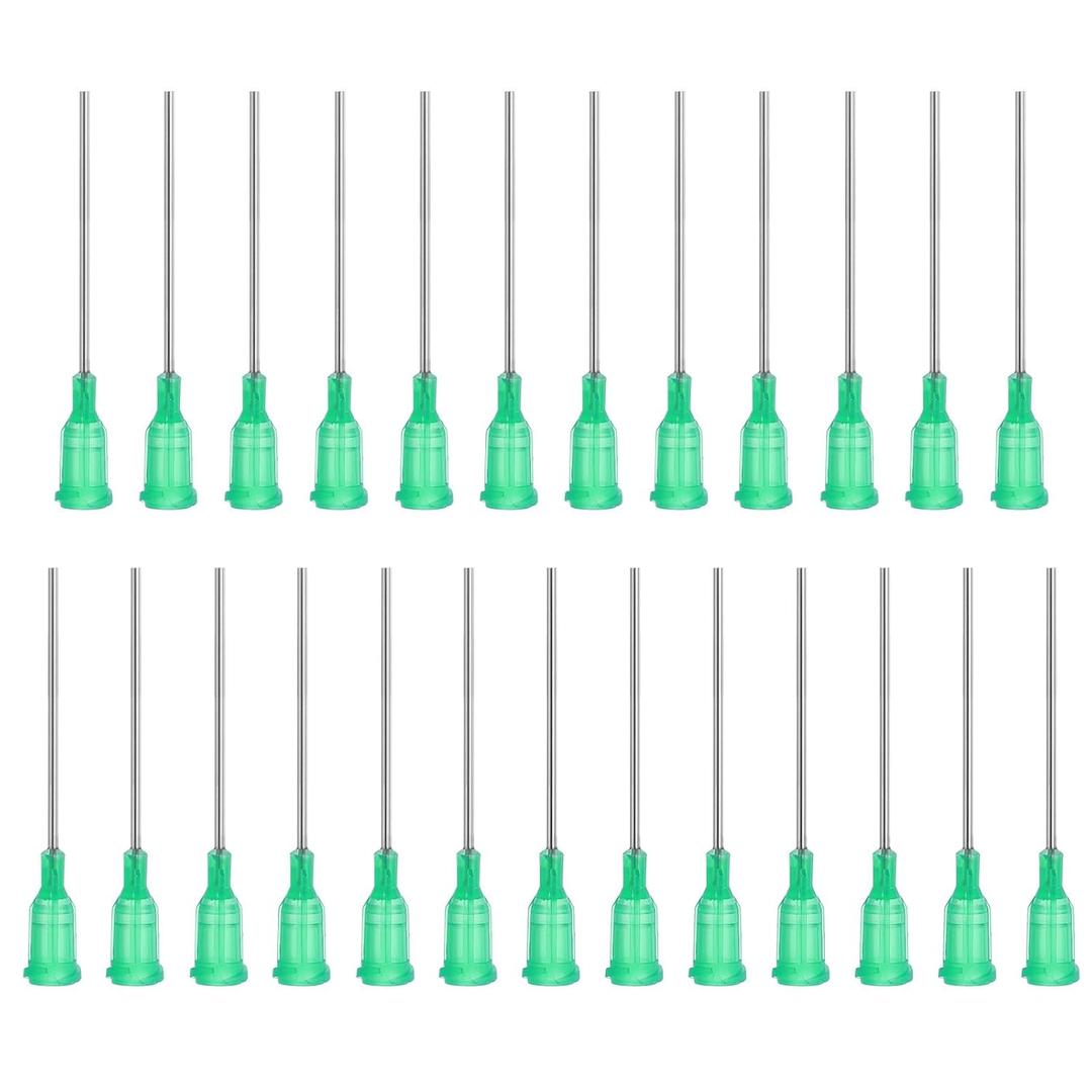 PATIKIL Blunt Tip Dispensing Needles 2 Inch, 25 Pcs 18G Industrial Liquid Dispenser Needle with Lure Lock for Refilling Liquid Inks Adhesive Glue (Green)