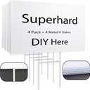 4 Pack Blank Yard Signs 17 x 12 in with Metal Stakes, White Plastic Yard Lawn Sign for Birthday Decoration,Garage Sale,Guidepost, Open House, Rent