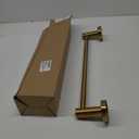 Adjustable 16 to 27.6 Inch Single Towel Bar, iMomwee Gold Brush Finished SUS304 Stainless Steel Bath Towel Holder, Wall Mount Towel Rail for Bathroom Kitchen Washroom, 1" Diameter Towel Rod with Hooks