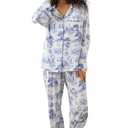 YiNi LuLu Womens Pajamas Set 2 Piece Long Sleeve Sleepwear Button Down Pjs Lounge Set Nightwear with Pockets S