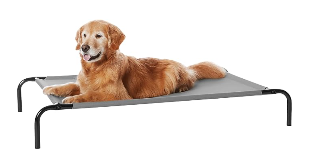 Amazon Basics Cooling Breathable Elevated Dog Bed with Metal Frame for Large Dogs, 51" x 31" x 8", Grey