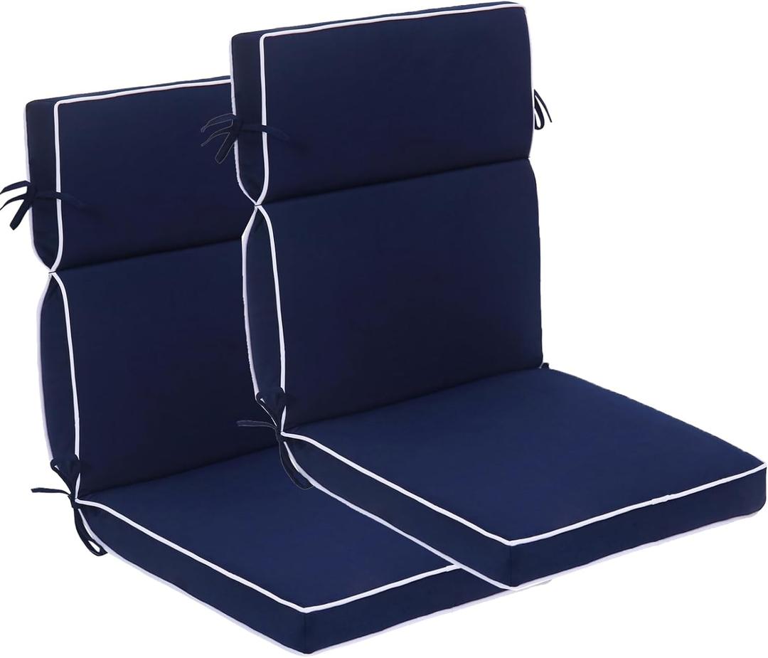 Outdoor Patio Chair Cushions Set of 2, Water Resistant Adirondack Chair Cushions 44 x 21 in, All Weather Seating Cushions for Outdoor Furniture