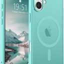 SUPFINE Magnetic for iPhone 16 Case (Compatible with MagSafe) (Military Grade Drop Protection) Slim Translucent Matte Shockproof with Anti-Fingerprint Phone Case, Blue Green