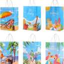 NQEUEPN 24pcs Beach Party Paper Bags, Summer Goodie Gift Bags Pool Party Snack Favor Bags Beach Candy Treat Bags for Kids Boys Girls Hawaiian Luau Summer Party Favors Supplies