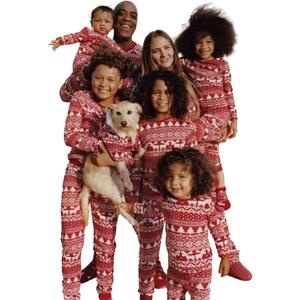Neufigr Family Christmas Pajamas Matching Sets, Christmas PJs Long Sleeves Sleepwaear Holiday Family Loungewear Sets (6-9 Months, 01-red)