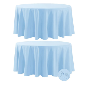 Blue Disposable Plastic Tablecloth for Round Tables (12 Pack) 84 inches Table Cloths for Parties, Events & Weddings, Indoors & Outdoors, Plastic Table Cover