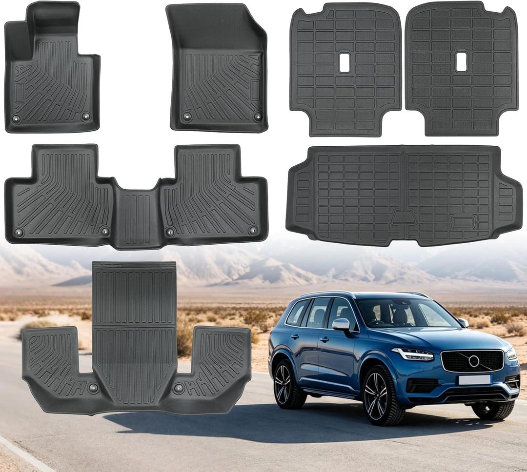 Car Floor Mats for 2016-2026 Volvo XC90 Gas 7-Seat Full Set